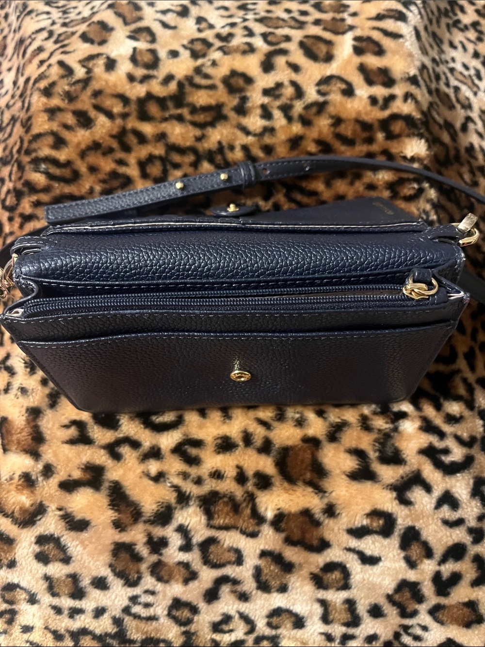 Michael Kors Black Pebbled Leather Crossbody with Gold MK Logo - Picture 5 of 9